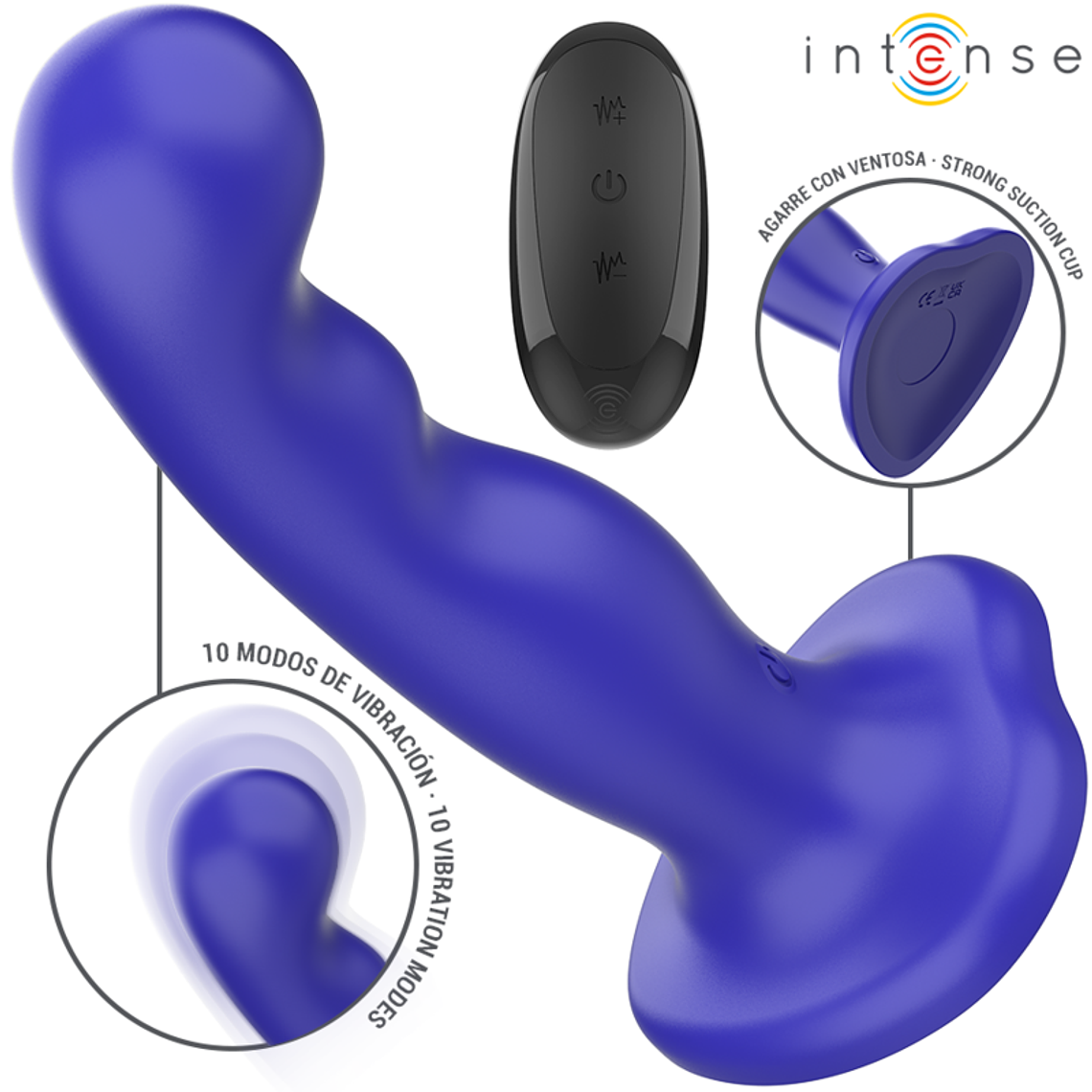 INTENSE - VIBRADOR SHORTY COM VENTOSA AZUL CONTROLE REMOTO 1