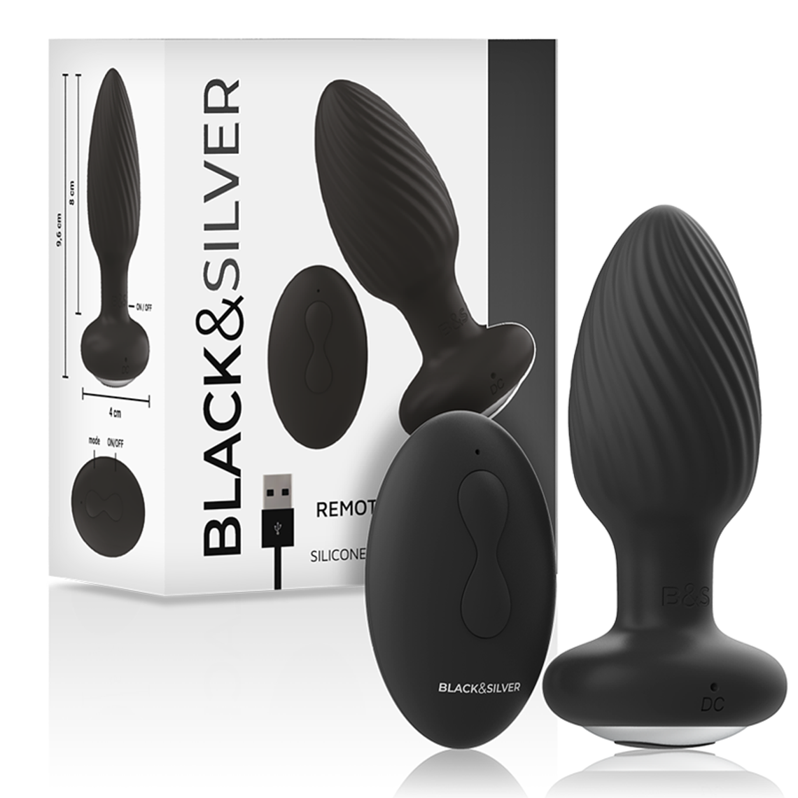 BLACK&SILVER - PLUG DE POÇOS SILICONE ANAL ROTATOR CONTROLE REMOTO 1