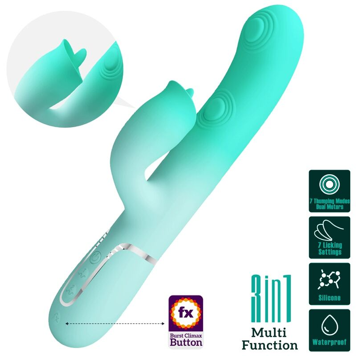 PRETTY LOVE - GIGI MULTIFUNCIONAL COELHO VIBRADOR AQUA VERDE 1