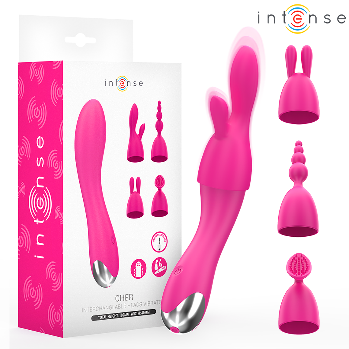 INTENSE - VIBRADOR CHER COM 20 PADRÕES E CABEÇAS INTERCAMBIÁVEIS 1