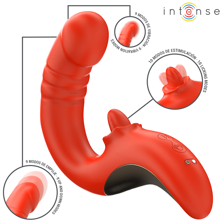 INTENSE - VIBRADOR E ESTIMULADOR PAULINA EM FORMATO U VERMELHO 1