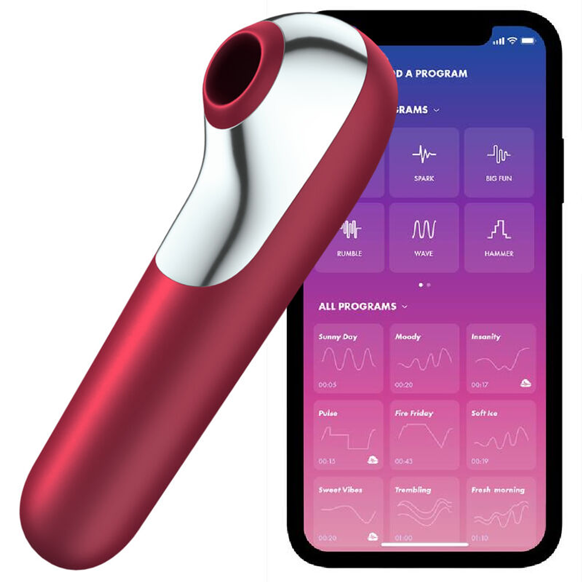 SATISFYER - VIBRADOR E SUCCIONADOR DUAL LOVE COM AR PULSADO VERMELHO 1