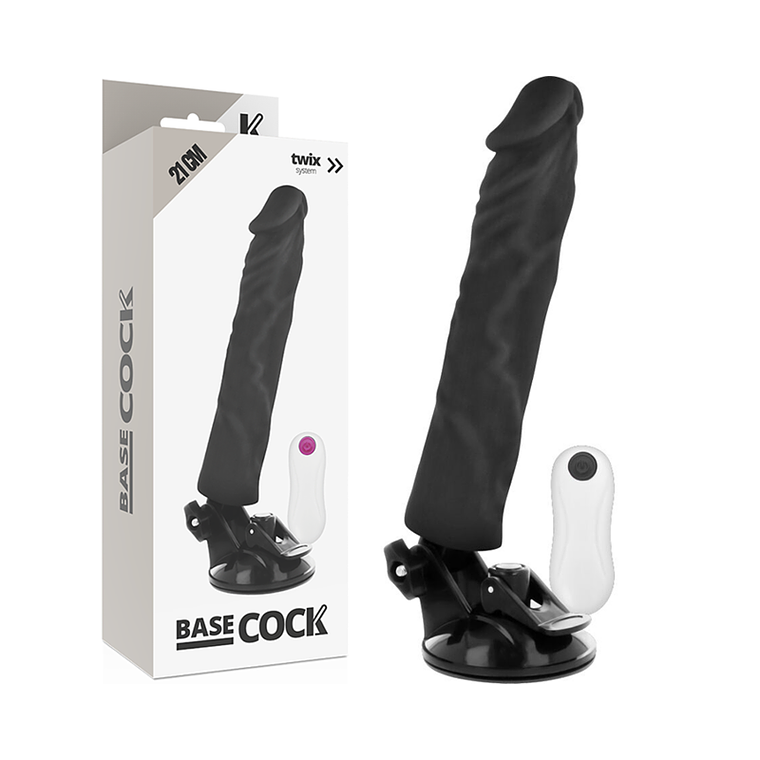 BASECOCK - VIBRADOR REALÍSTICO CONTROLE REMOTO PRETO 21 CM -O- 4 CM 1