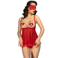 Conjunto Babydoll Quatro Peças CHILIROSE | Vermelho L com Correntes - S ao XL - Thumbnail 1