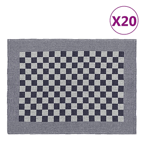 vidaXL Panos de cozinha 20 pcs 50x70 cm algodão azul e branco
