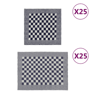 vidaXL Conjunto de panos de cozinha 50 pcs algodão azul e branco