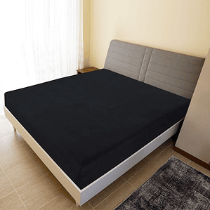 vidaXL Lençol ajustável 140x200 cm algodão jersey preto