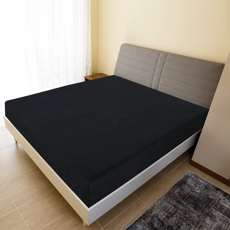 vidaXL Lençóis ajustáveis 2 pcs 160x200 cm algodão jersey preto 1