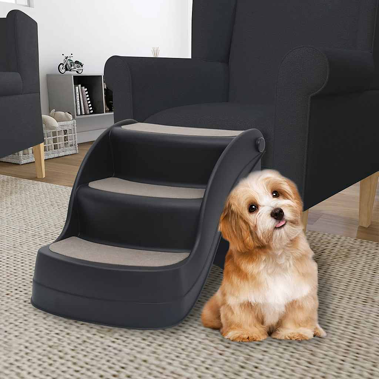 vidaXL Escada para cães dobrável com 3 degraus preto 1