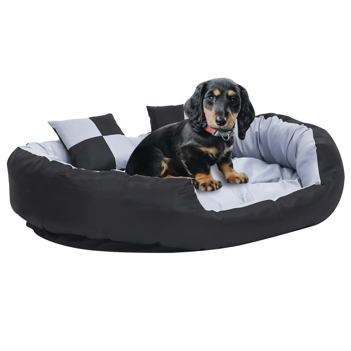 vidaXL Almofadão p/ cães reversível e lavável 110x80x23 cm cinza/preto 1
