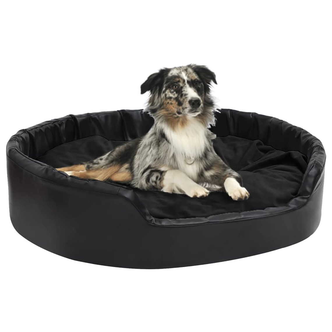 vidaXL Ninho para cães 99x89x21 cm pelúcia e couro artificial preto 1