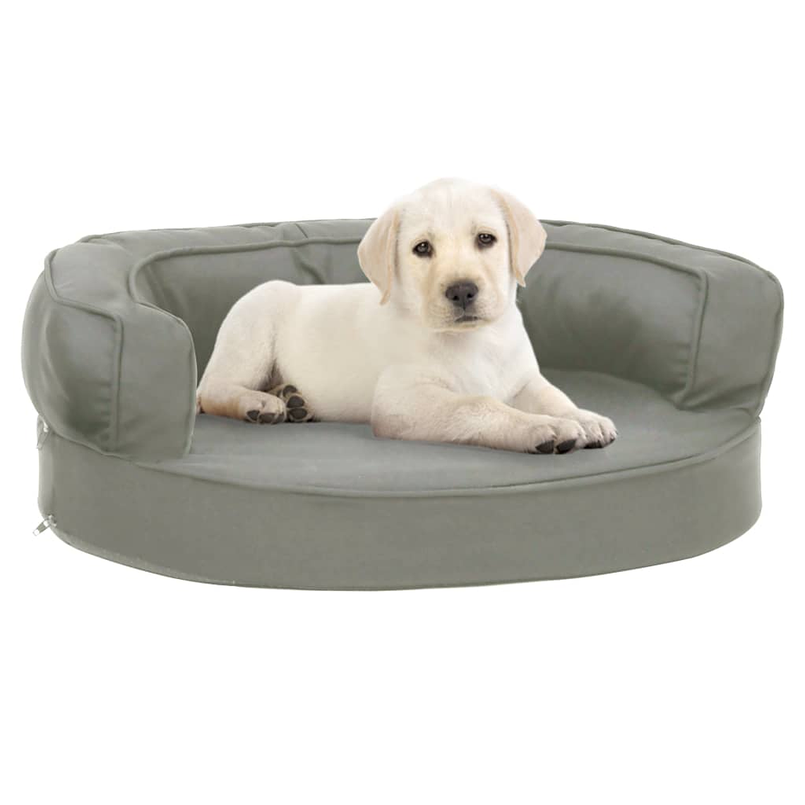 vidaXL Cama para cães ergonómica 60x42 cm aspeto linho cinzento 1