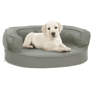 vidaXL Cama para cães ergonómica 60x42 cm aspeto linho cinzento