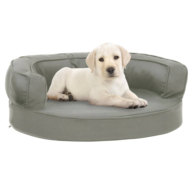 vidaXL Cama para cães ergonómica 60x42 cm aspeto linho cinzento 1