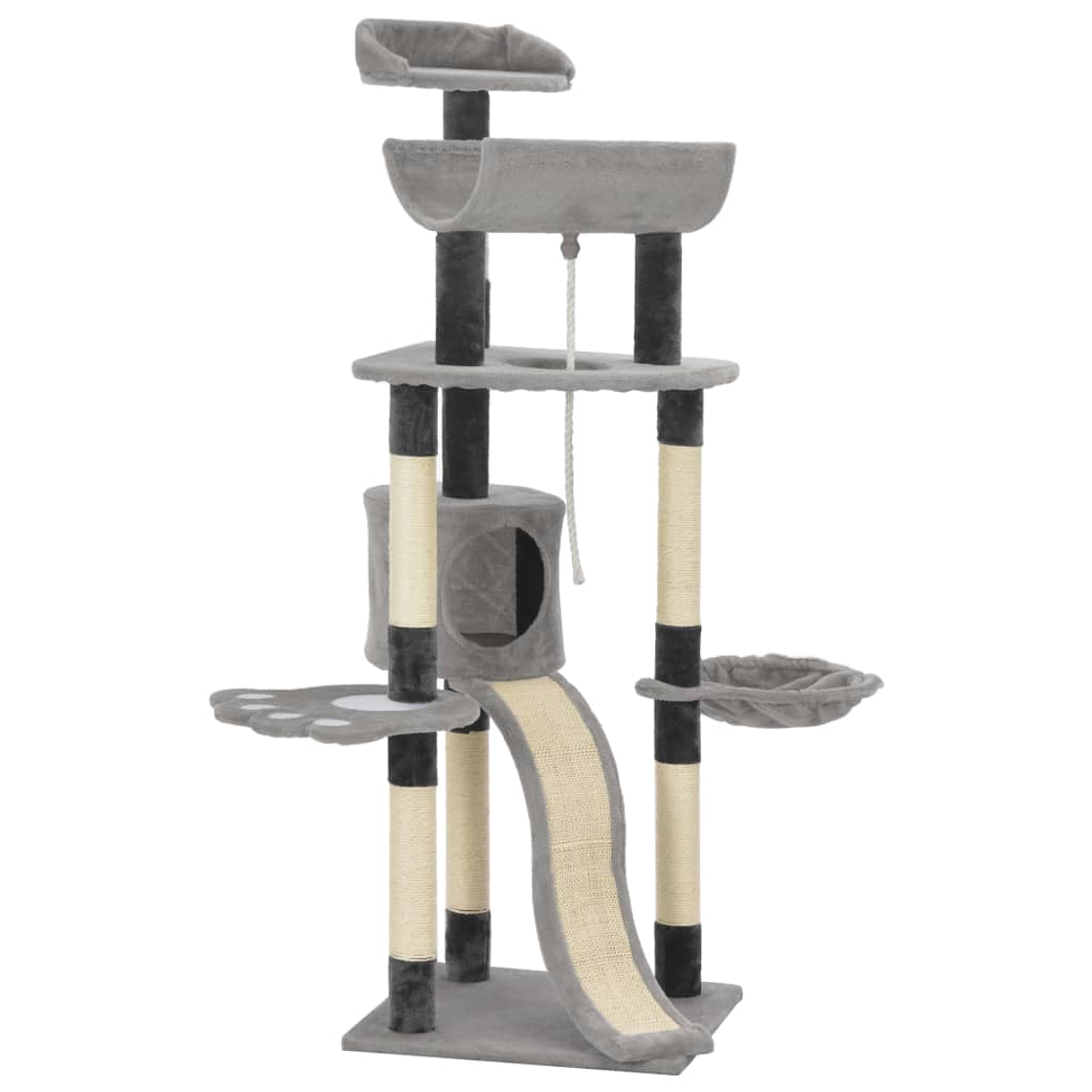 vidaXL Árvore para gatos com postes arranhadores sisal cinzento 145 cm 1