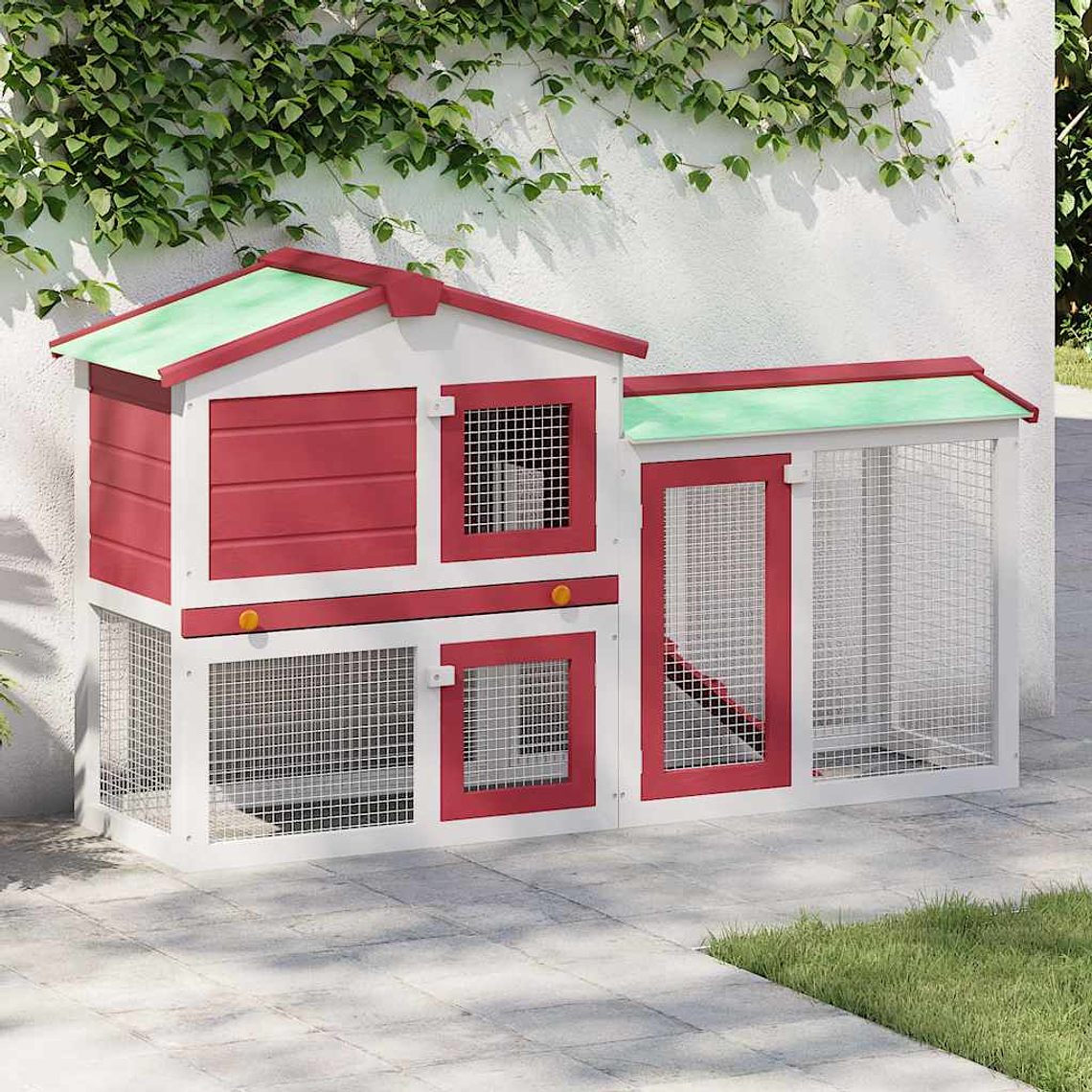vidaXL Coelheira exterior grande 145x45x84cm madeira vermelho e branco 1