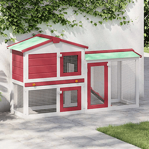 vidaXL Coelheira exterior grande 145x45x84cm madeira vermelho e branco