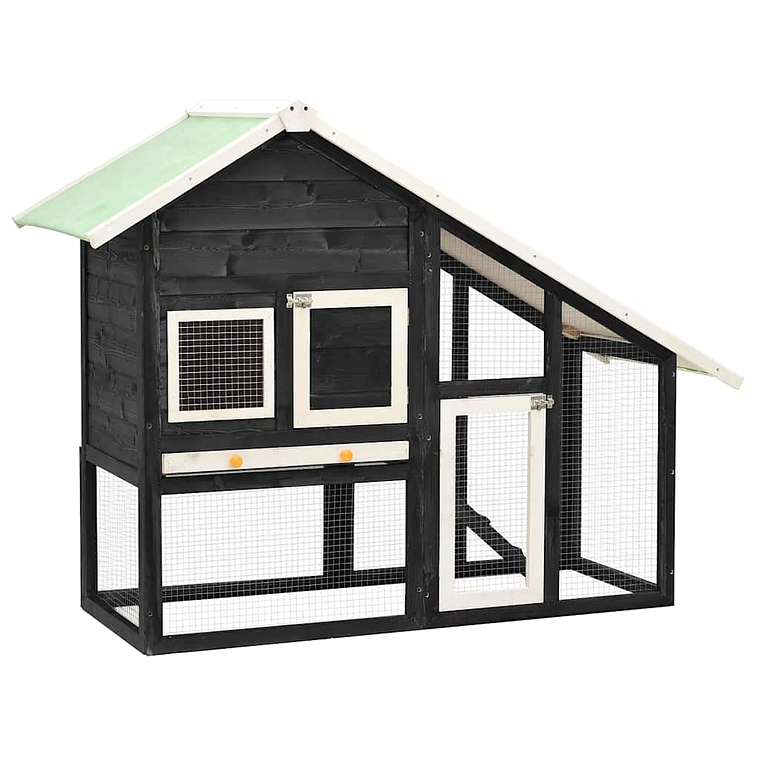 vidaXL Coelheira 140x63x120 cm madeira abeto maciça cinzento e branco 1