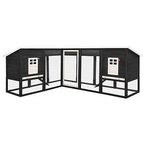 vidaXL Coelheira exterior c/ parque mad. abeto maciça cinza e branco