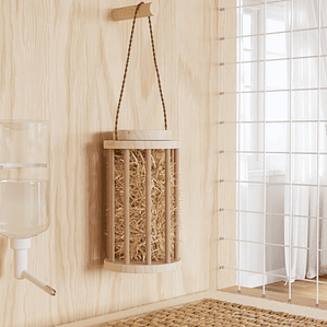 vidaXL Comedouro para coelhos Ø15x25,5 cm madeira de abeto maciça