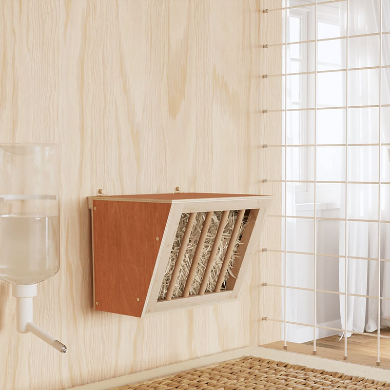 vidaXL Comedouro para coelhos 25x18,5x20,5 cm madeira de abeto maciça 1