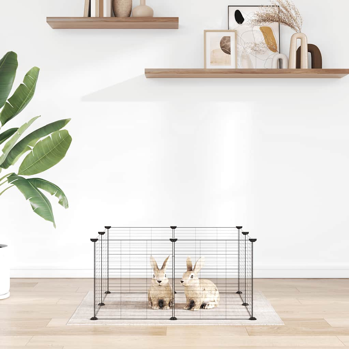 vidaXL Gaiola para animais de estimação com 8 painéis, preta, 35x35 cm, aço 1