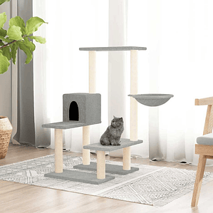 vidaXL Árvore p/ gatos c/ arranhadores sisal 94,5 cm cinza-claro