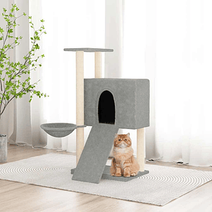 vidaXL Árvore p/ gatos c/ postes arranhadores sisal 96 cm cinza-claro