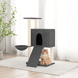 vidaXL Árvore p/ gatos c/ postes arranhadores sisal 96 cm cinza-escuro