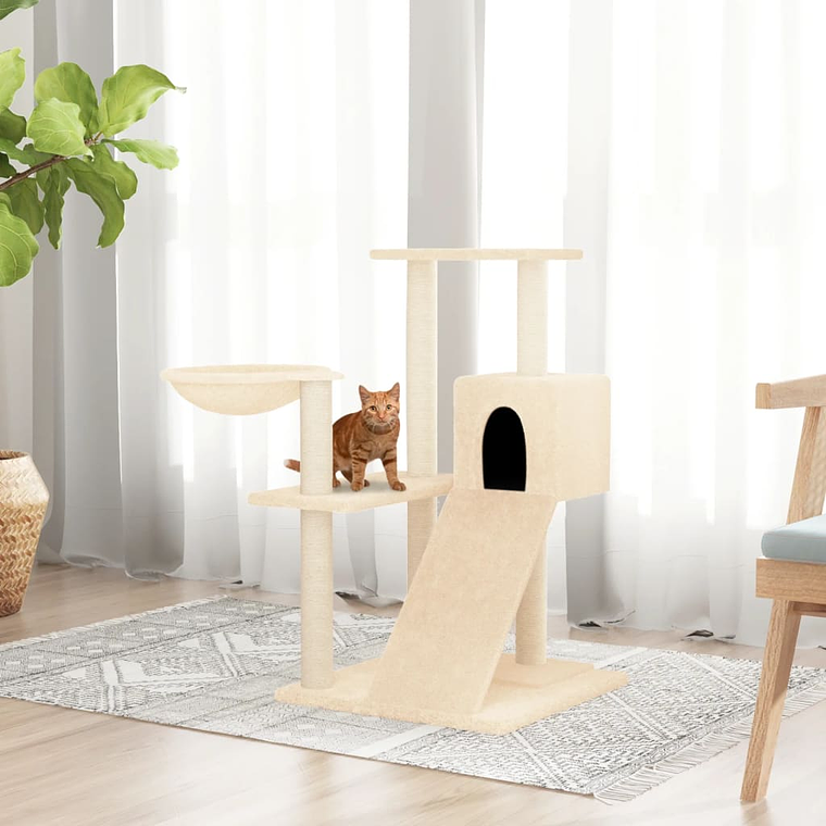 vidaXL Árvore para gatos c/ postes arranhadores sisal 82 cm cor creme 1