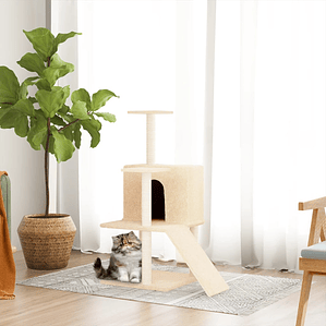 vidaXL Árvore p/ gatos c/ postes arranhadores sisal 109 cm cor creme