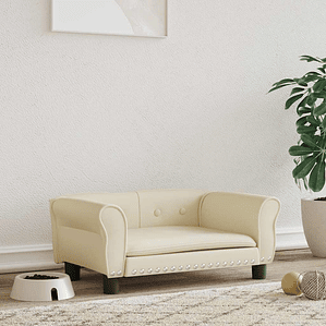 vidaXL Cama para cães 70x45x30 cm couro artificial cor creme