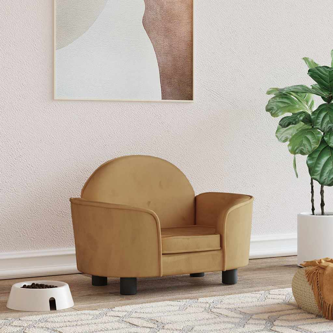 vidaXL Cama para cães 66x40x45 cm veludo castanho 1