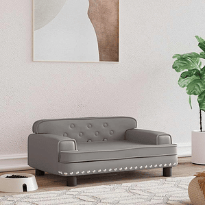 vidaXL Cama para cães 70x45x30 cm couro artificial cinzento