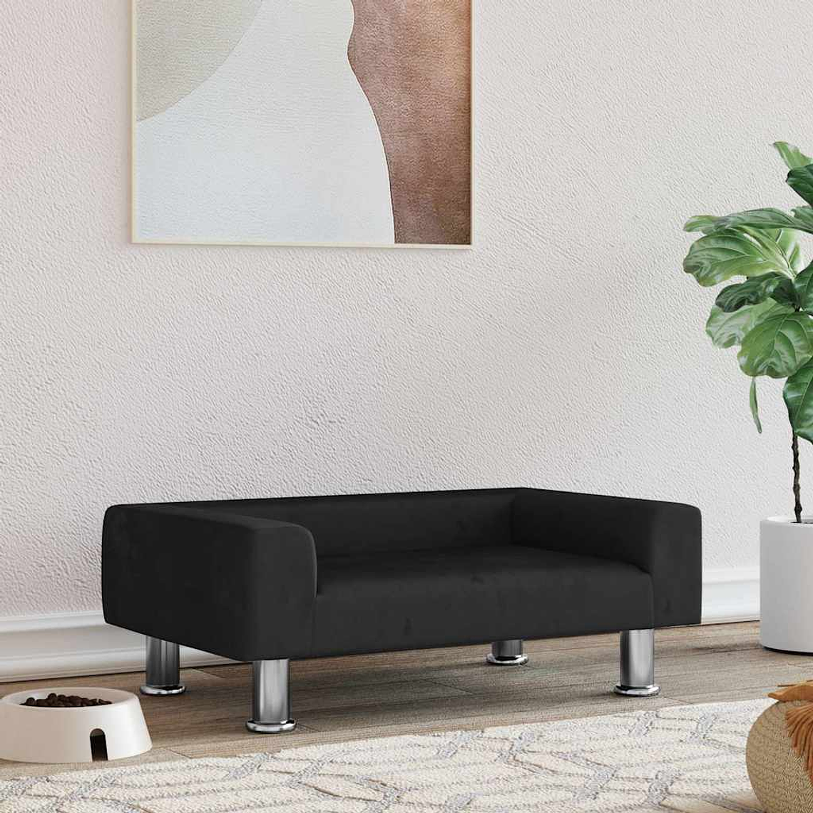 vidaXL Cama para cães 70x45x26,5 cm veludo preto 1