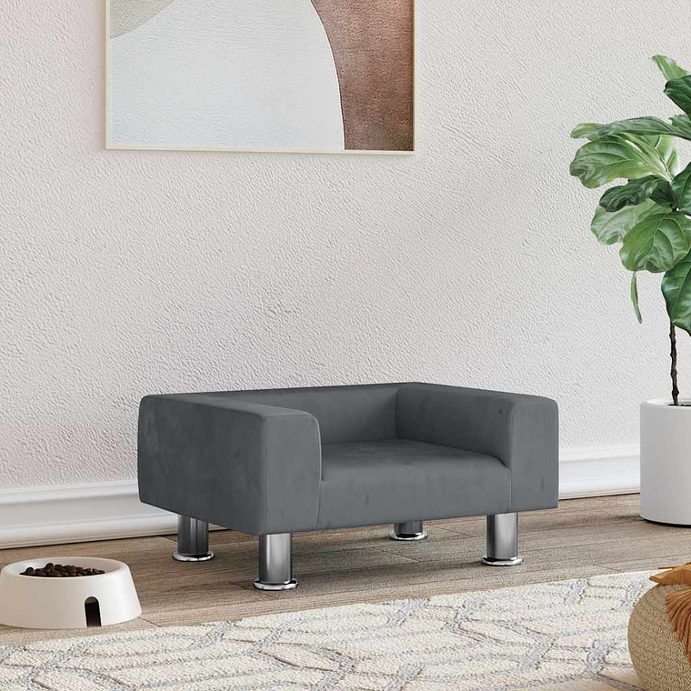 vidaXL Cama para cães 50x40x26,5 cm veludo cinzento-escuro 1