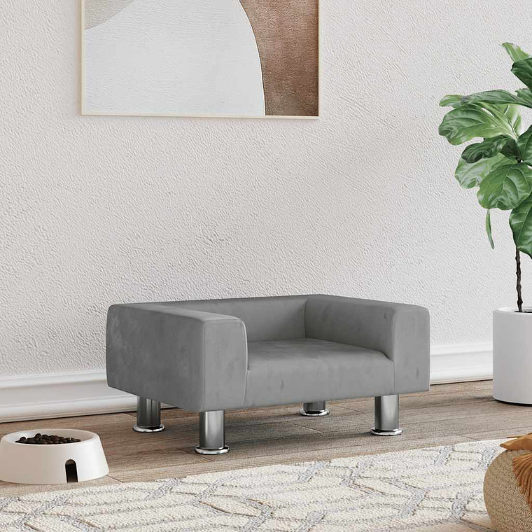vidaXL Cama para cães 50x40x26,5 cm veludo cinzento-claro 1
