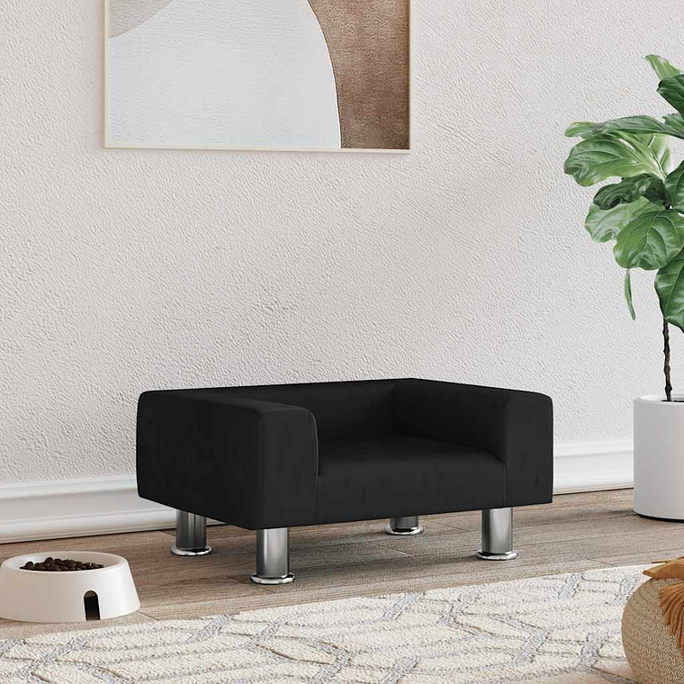 vidaXL Cama para cães 50x40x26,5 cm veludo preto 1