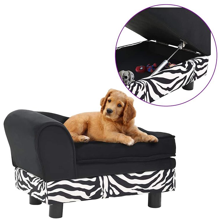vidaXL Sofá para cães 57x34x36 cm pelúcia preto 1