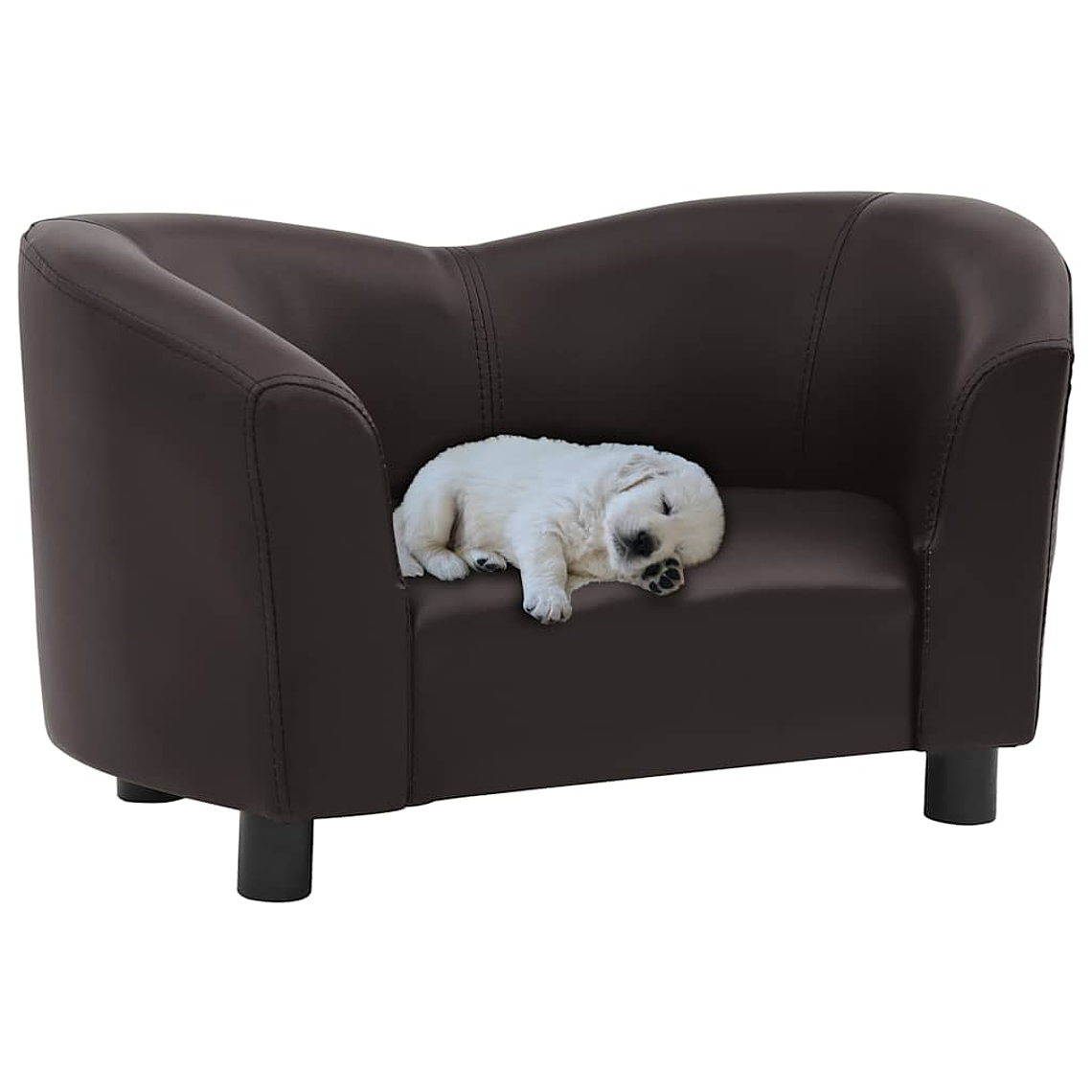 vidaXL Sofá para cães 67x41x39 cm couro artificial castanho 1