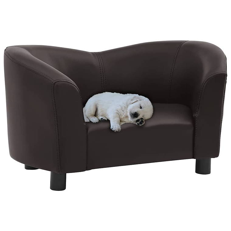 vidaXL Sofá para cães 67x41x39 cm couro artificial castanho 1
