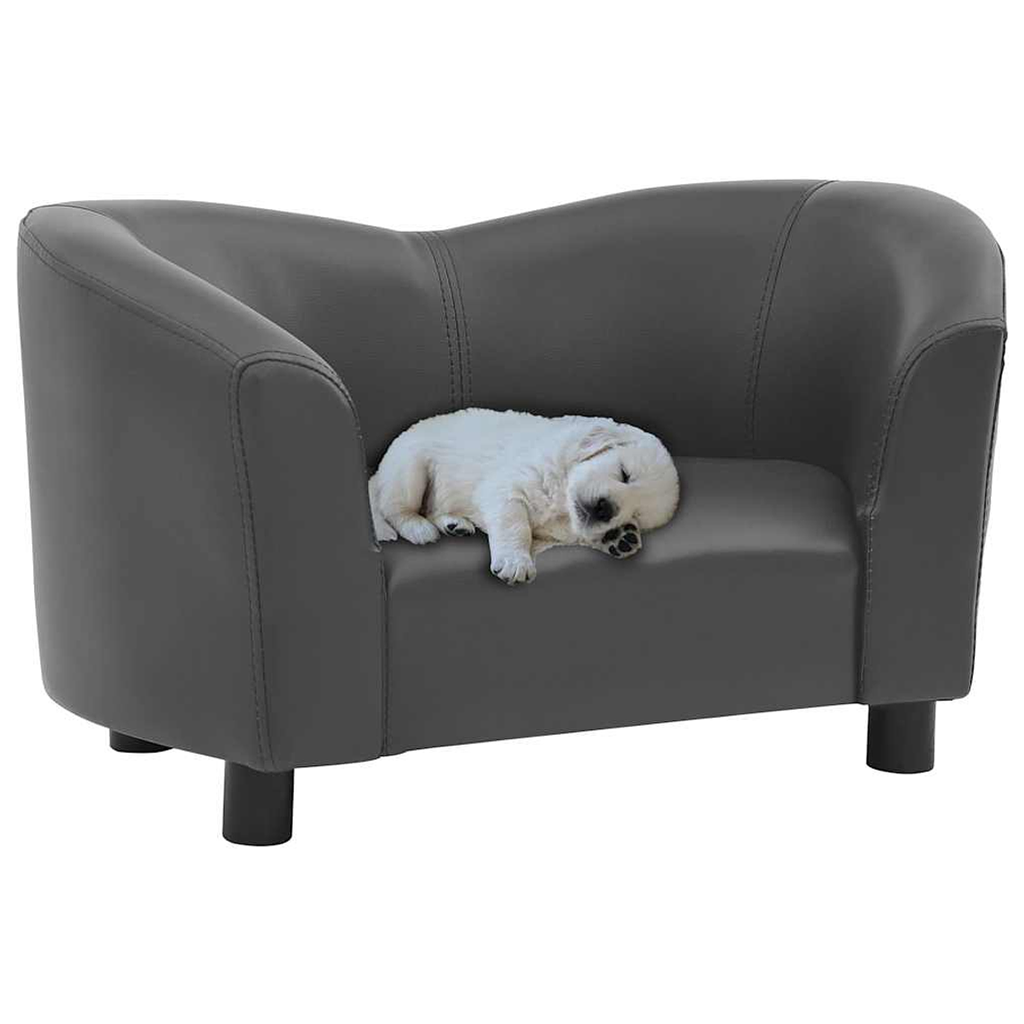 vidaXL Sofá para cães 67x41x39 cm couro artificial cinzento 1
