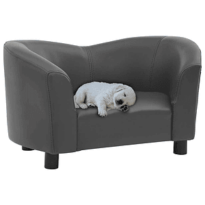 vidaXL Sofá para cães 67x41x39 cm couro artificial cinzento