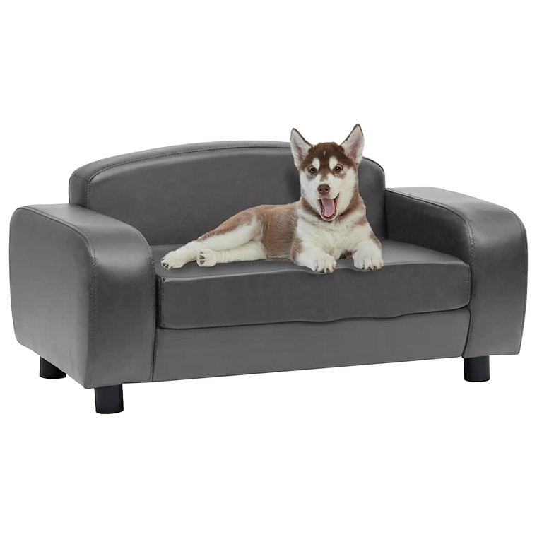 vidaXL Sofá para cães 80x50x40 cm couro artificial cinzento 1