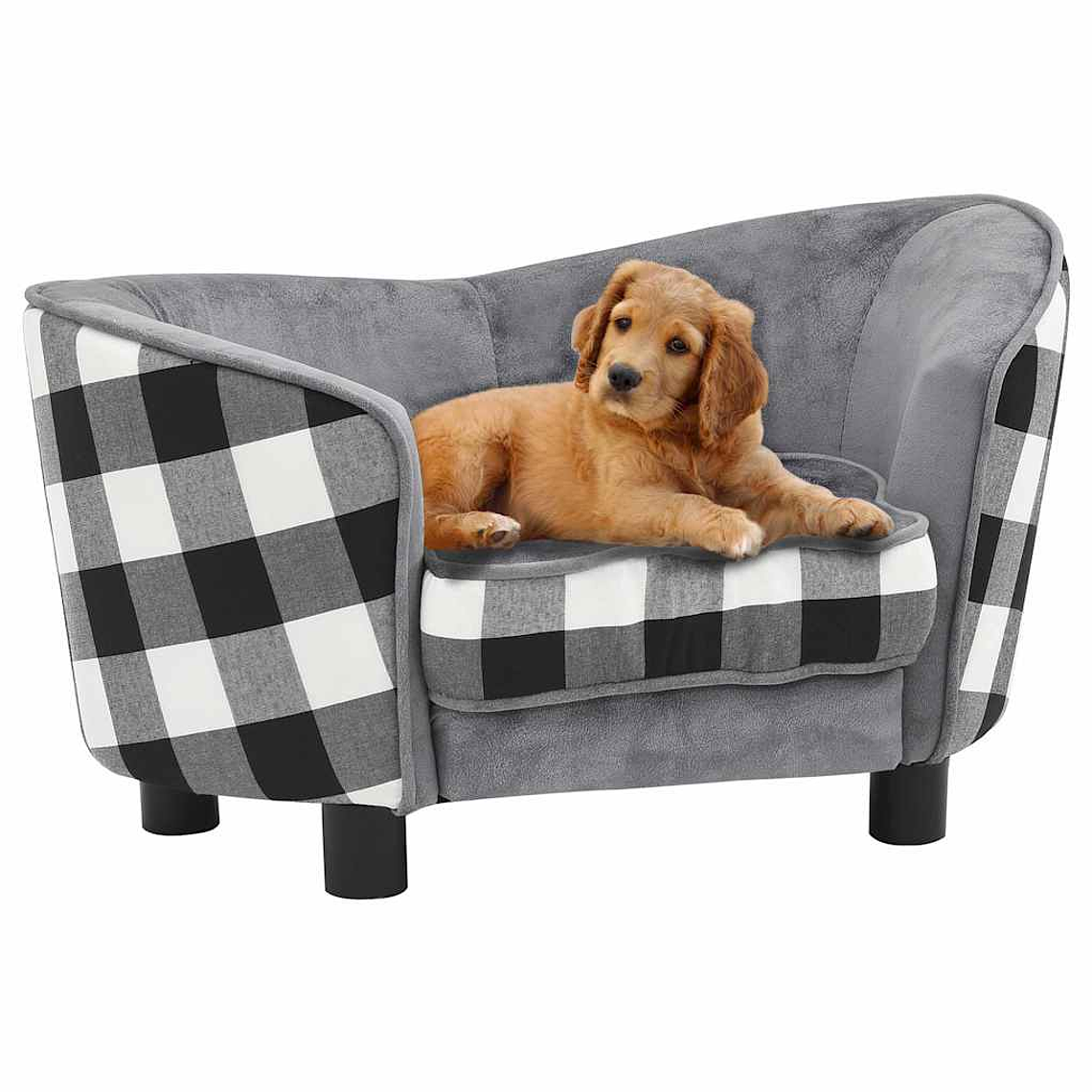 vidaXL Sofá para cães 68x38x38 cm pelúcia cinzento 1