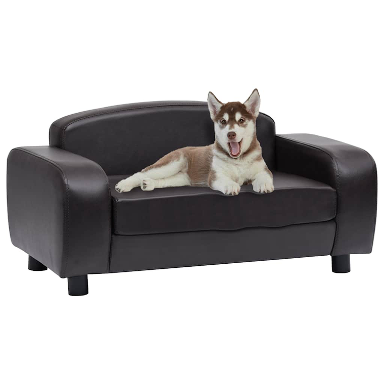 vidaXL Sofá para cães 80x50x40 cm couro artificial castanho 1