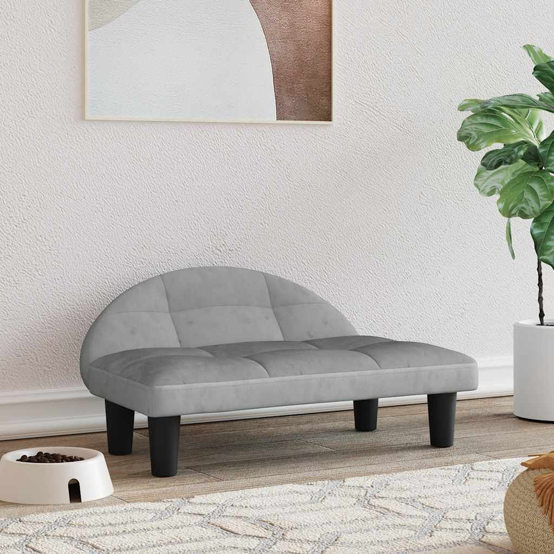 vidaXL Cama para cães 70x52x30 cm veludo cinzento-claro 1