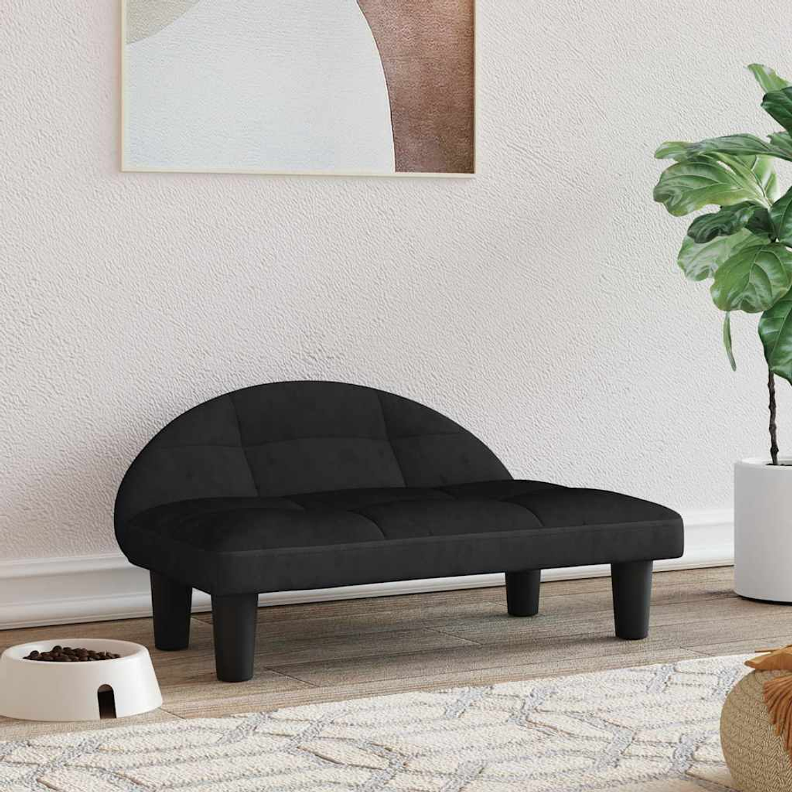 vidaXL Cama para cães 70x52x30 cm veludo preto 1