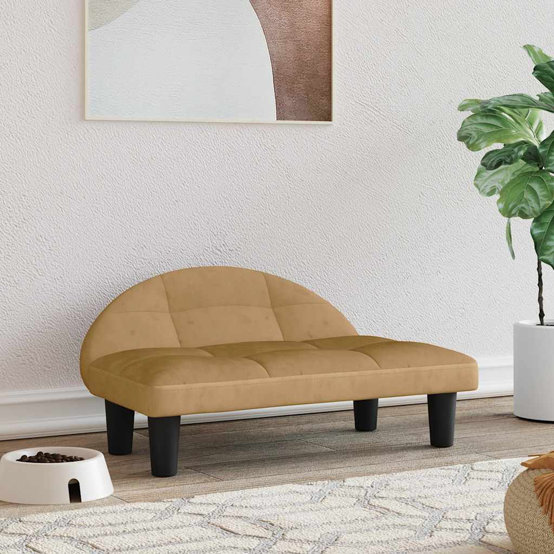 vidaXL Cama para cães 70x52x30 cm veludo castanho 1