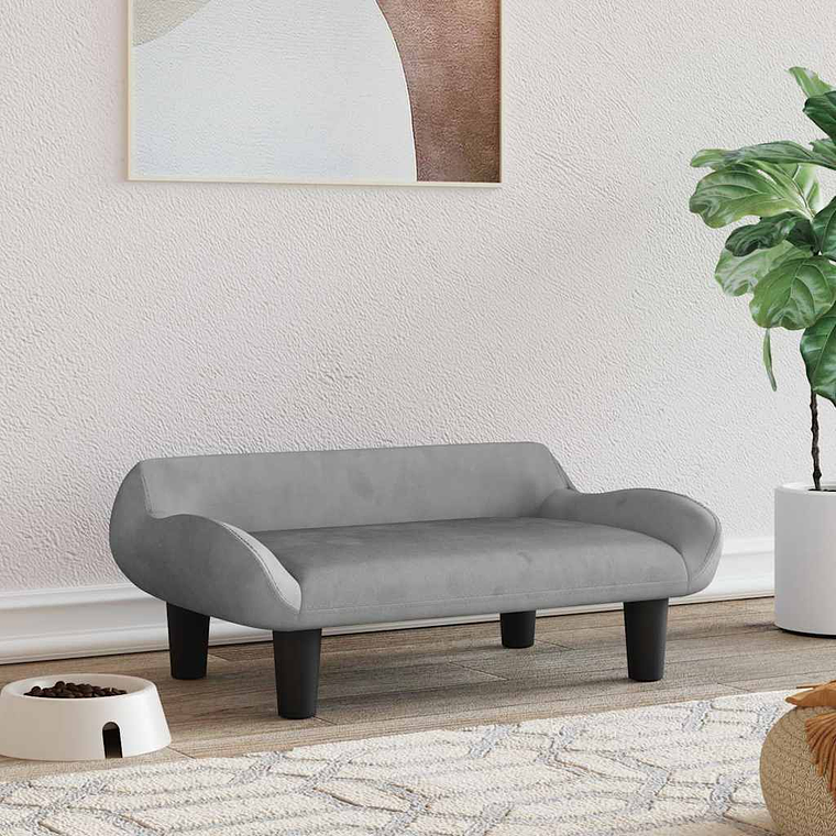 vidaXL Cama para cães 70x40x24 cm veludo cinzento-claro 1